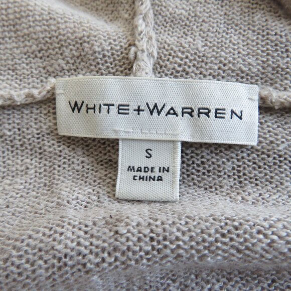 WHITE + WARREN Linen Knit Open Front Hooded Cardigan in Oatmeal Beachy Coastal - Picture 11 of 12